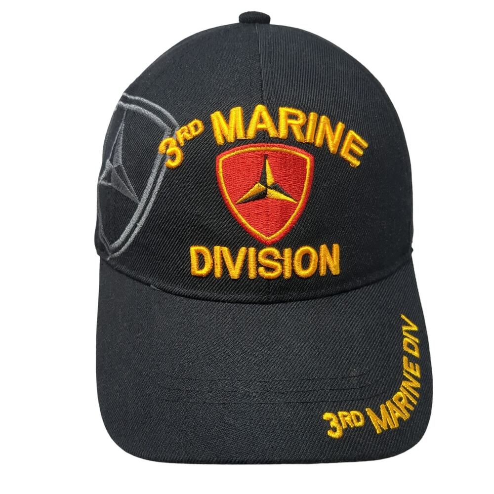 3rd Marine Division Strapback Baseball Cap Black OS Embroidered U.S. Warriors
